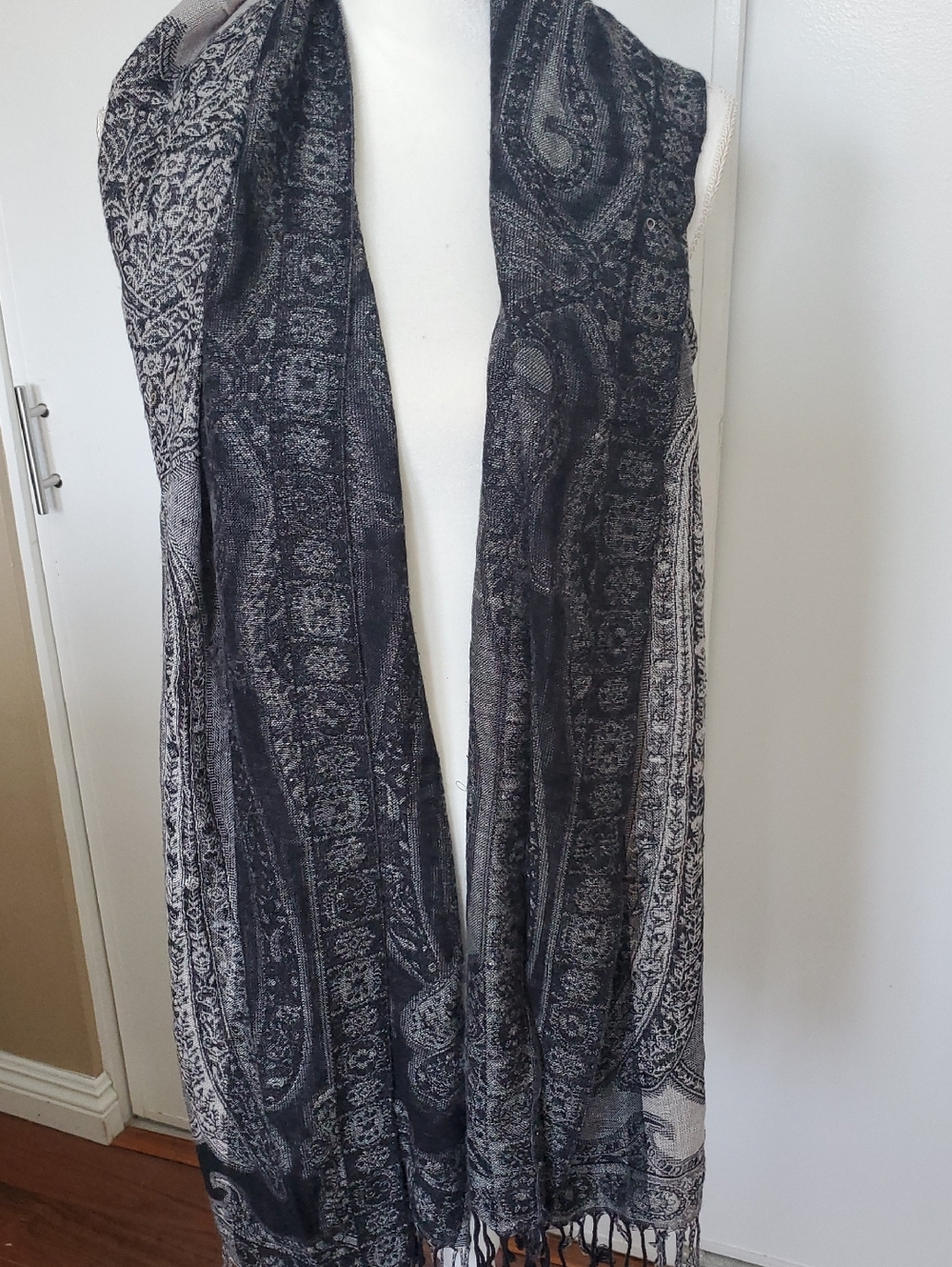 Black & Gray Paisley Scarf Wrap